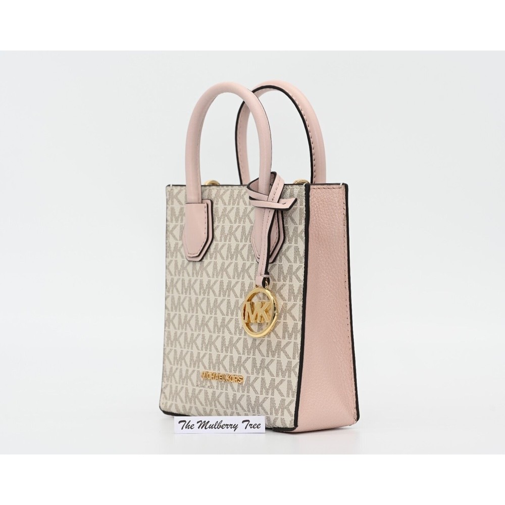 MICHAEL KORS MERCER Extra Small Shopper Logo Canvas & Leather Crossbody NWT $348 - Picture 3 of 12